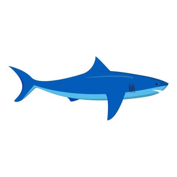 Vector plano con una ilustración de un tiburón. Un elemento de diseño de los sitios web sobre la pesca. Un icono para los juegos. Siluyet de un tiburón . — Vector de stock