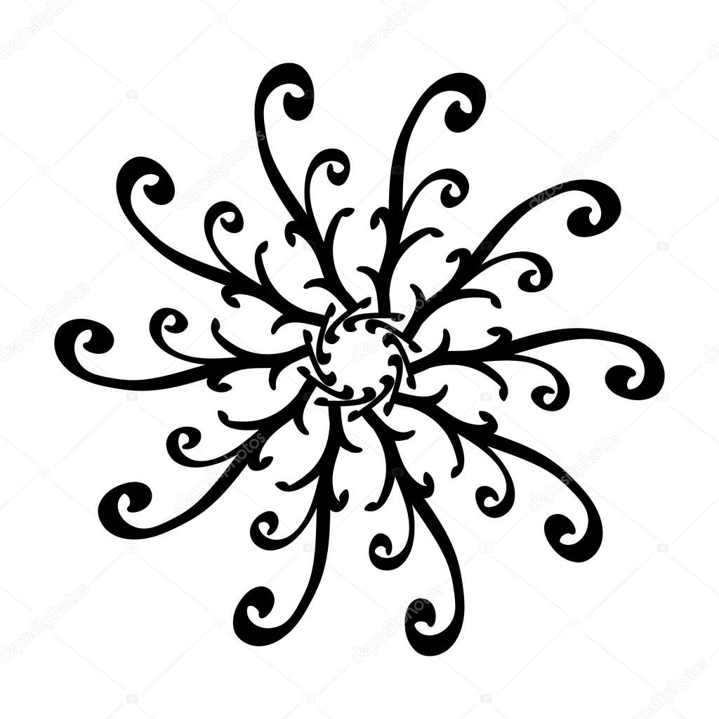 Vector illustration pattern a mandala.Geometric circle element symmetric round ornament drawn hand.Design element birthday and other holiday, kaleidoscope, medallion, yoga, india, arabic,coloring book