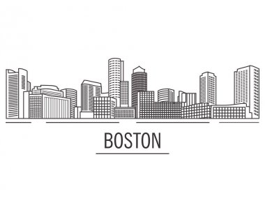 Çizgilerle çizilmiş Boston şehir manzarası