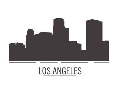 Los Angeles şehir manzarası düz tarzı. Şehir silueti.