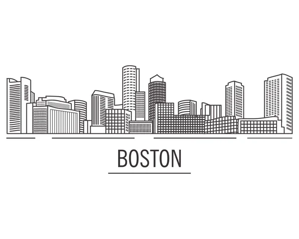 Çizgilerle çizilmiş Boston şehir manzarası