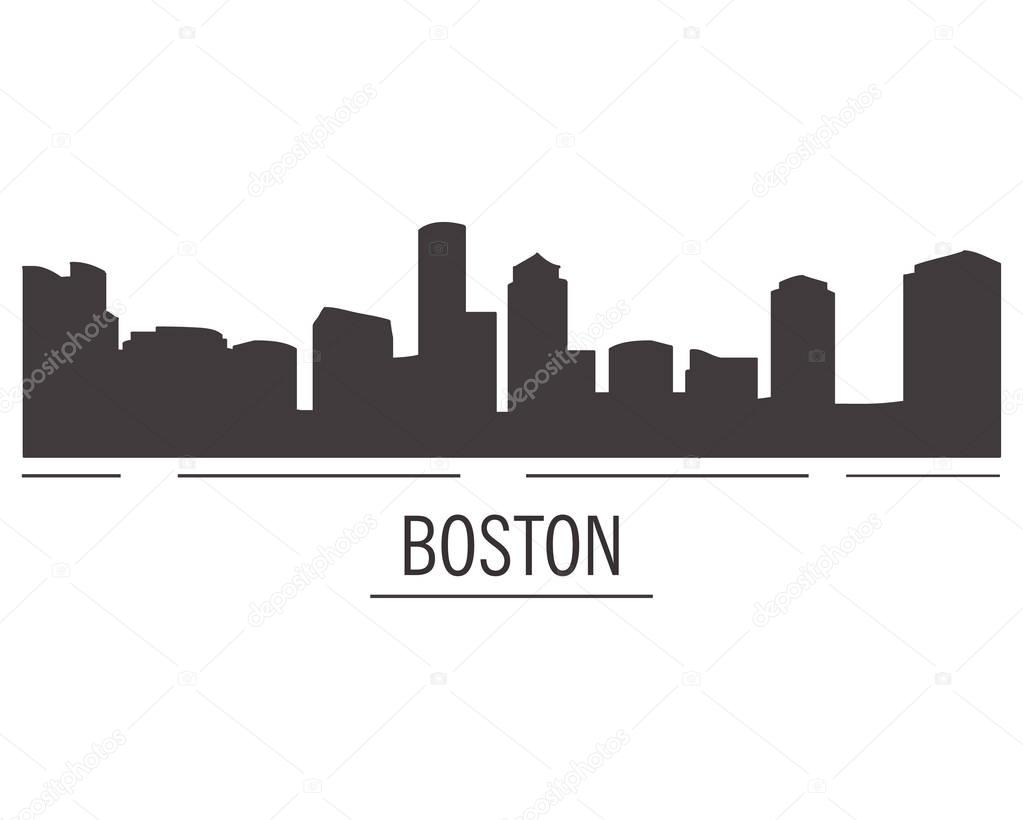 City landscape of Boston in flat style. City silhouette.
