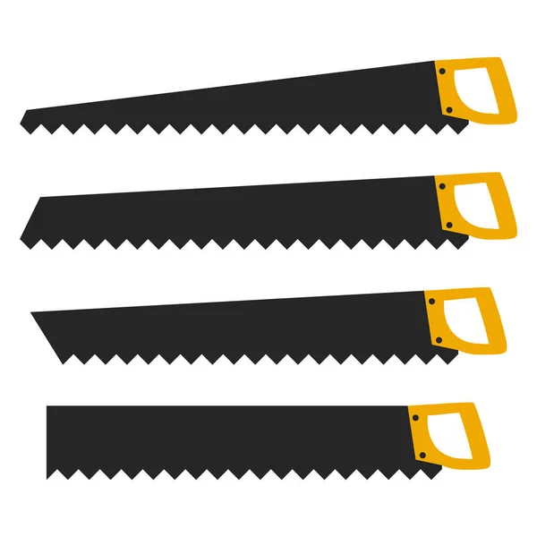 Vector Flat Isolated White Background Construction Equipment Hand Saw Elements — 스톡 벡터