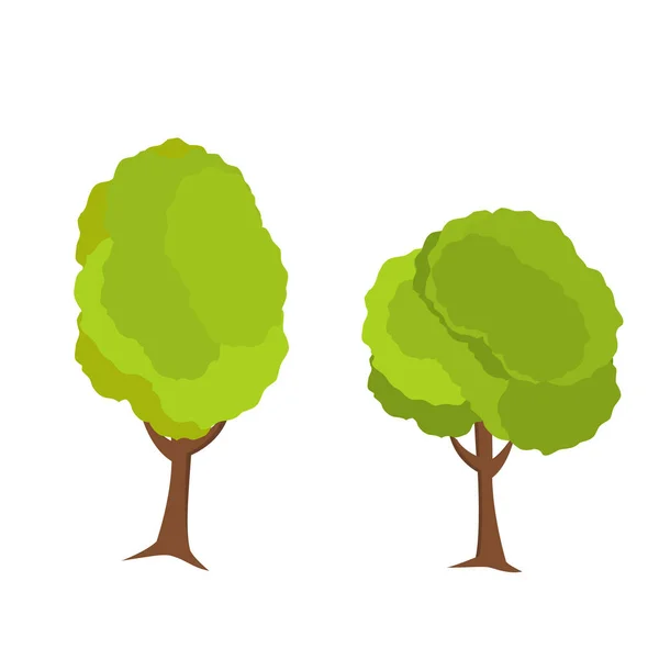 Векторная Квартира Изображением Деревьев Зеленый Дуб Элементы Дизайна Сайтов Плакат — стоковый вектор
