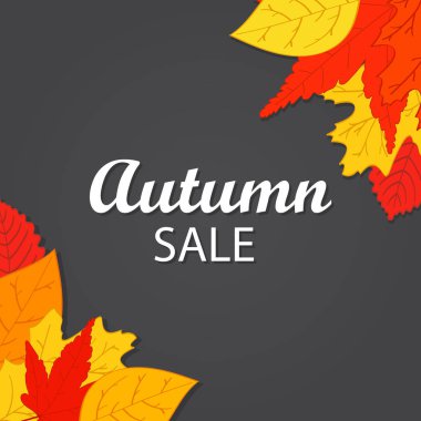 Bir sonbahar satışıyla bir illüstrasyon oluşturun ve yapraklarla çizimleri teslim edin. Bir afiş, broşür, web sitesi, etiket için tasarım ögesi.