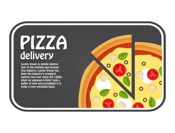 Vector Flat Pieces Pizza Text Element Design Logo Sign Banner — Stock Vector