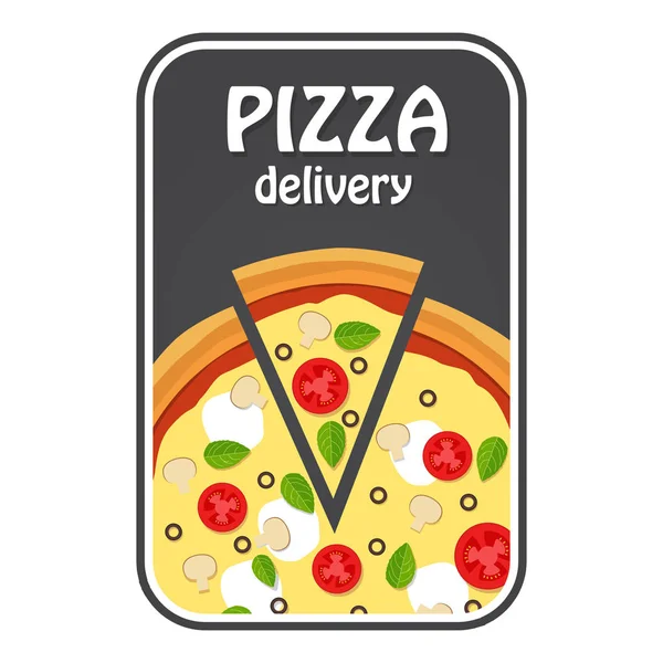 Vector Piso Con Trozos Pizza Texto Elemento Diseño Logotipo Cartel — Archivo Imágenes Vectoriales