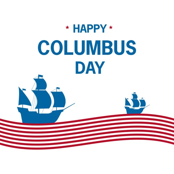 Glücklicher Kolumbus Tag Streifen Welle Schriftzug Design Element Für Ein — Stockvektor