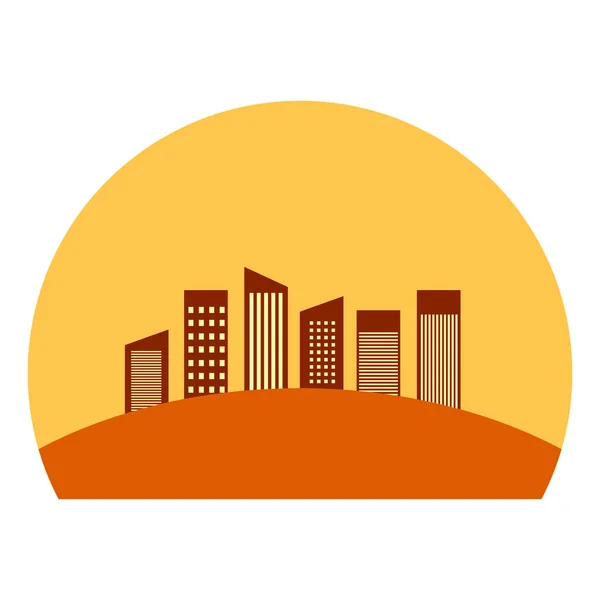 Vector Flat City Icon Business Center Icon Downtown Silhouette Icon — Stock Vector