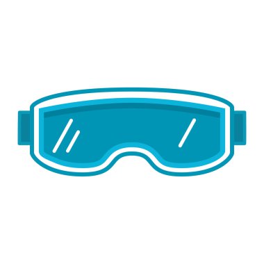 Spor malzemeleri. Snowboard için kayak gözlükleri. Kış sporları için kıyafetler. Kayak için güneş gözlüğü ve kar kayağı. Web siteleri için düz vektör simgesi.