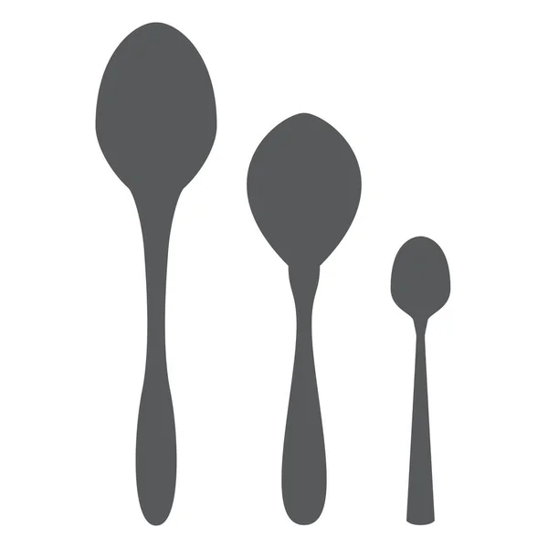Ensemble Vaisselle Table Cuillère Thé Dessert Vecteur Style Plat Concept — Image vectorielle