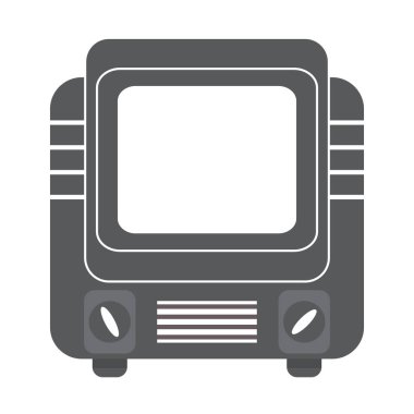 Eski bir antika televizyonun simgesi. Düz biçimli bir vektör.