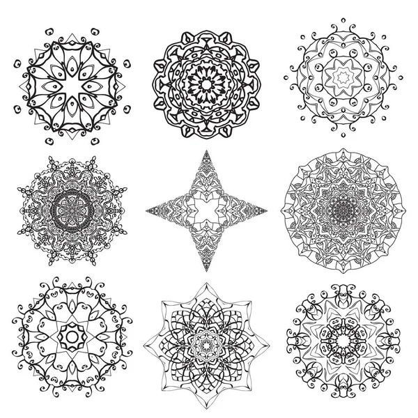 Mandala Para Colorear Patrón Book Circular Mandala Simétrica Sobre Fondo — Archivo Imágenes Vectoriales