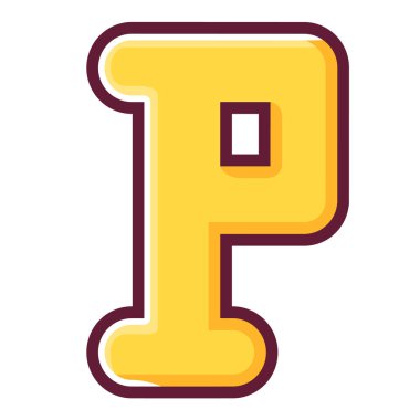 İngiliz alfabesinin P harfi. Alfabetik karakter. Web sitesi için bir simge. Çizgi film düz çizgi sanat vektörü. Öge şablonu dizayn et