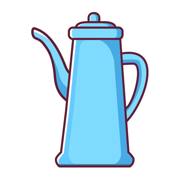 Antiguo Retro Cafetera Para Preparación Bebida Caliente Utensilios Cocina Línea — Vector de stock