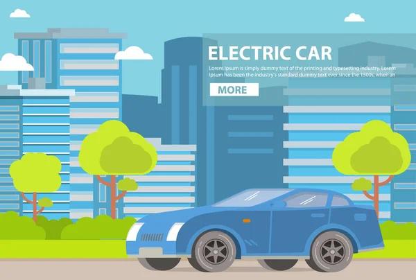 Desportos Carros Eléctricos Veículo Amigo Ambiente Uma Paisagem Urbana Com — Vetor de Stock