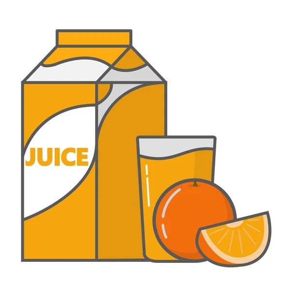 Бумажный Пакет Свежих Сочных Фруктов Бокал Напитка Апельсин Сегмента Плоскостном — стоковый вектор