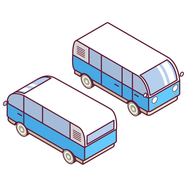 Isometric minibüs. Araç yolculuğu. Ya da 3 boyutlu bir ikon, bir çocuk oyuncağı. Düz çizgi sanat vektörü.