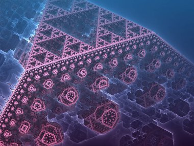3D fraktal öğesi, renkli arka plan,