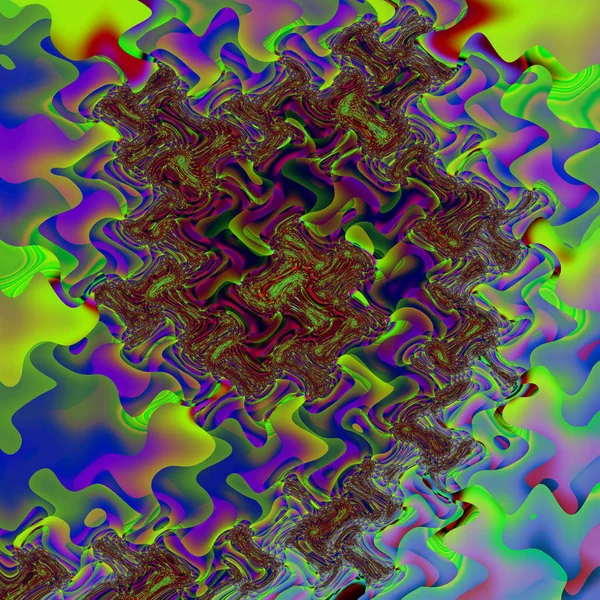 カオス波と色とりどりのスポットの抽象的な背景 — ストック写真