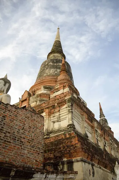 Veřejné Atrakce Wat Yai Chai Mongkol Buddhistický Chrám Ayutthaya Thajsko — Stock fotografie