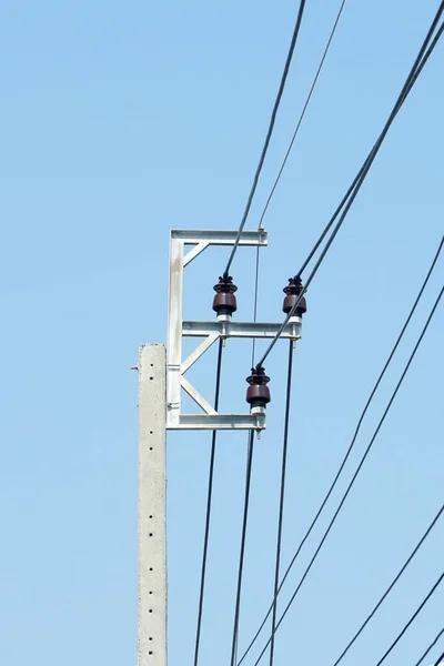 Närbild Elektrisk Pylon Landet Thailand — Stockfoto