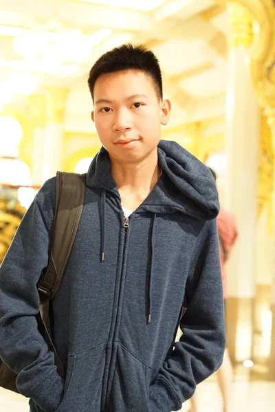 Nahaufnahme Junger Mann Reisen Bangkok Thailand — Stockfoto