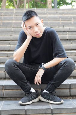 Bangkok Tayland 'daki genç adamı kapatın.