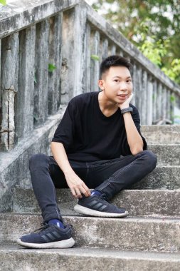 Bangkok Tayland 'daki genç adamı kapatın.