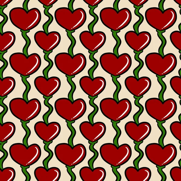 Seamless Pattern Background Red Heart — Stock Photo, Image
