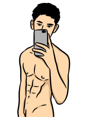 beyaz arkaplanda seksi bir adam