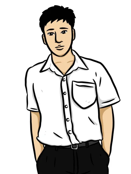 Cartoon Cute Man White Background — Stock Photo, Image