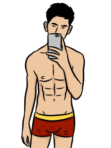 Cartoon Sexy Man White Background — Stock Photo, Image