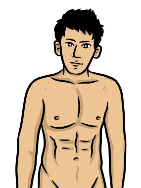 Beyaz arka planda çizgi film karakteri yakışıklı seksi adam