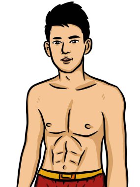 Beyaz arka planda çizgi film karakteri yakışıklı seksi adam