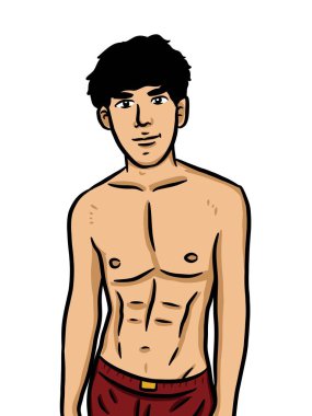 beyaz arkaplanda seksi bir adam