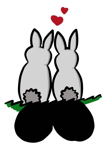 Dibujos Animados Pareja Conejo Amor —  Fotos de Stock
