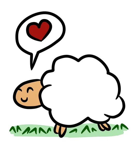Desenho Animado Bonito Ovelhas Fundo Branco — Fotografia de Stock