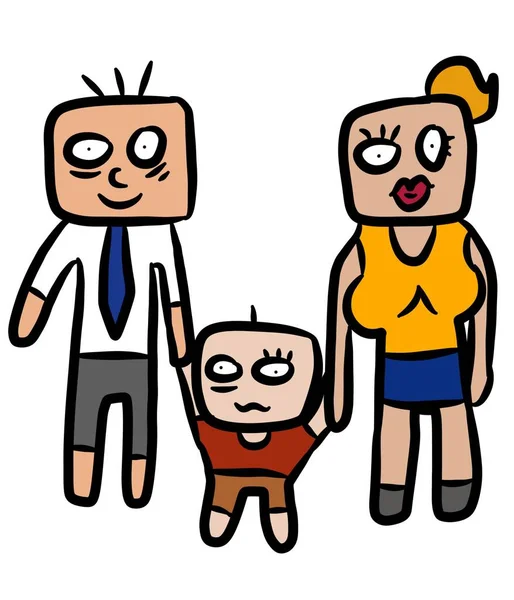 Familia Dibujos Animados Sobre Fondo Blanco —  Fotos de Stock