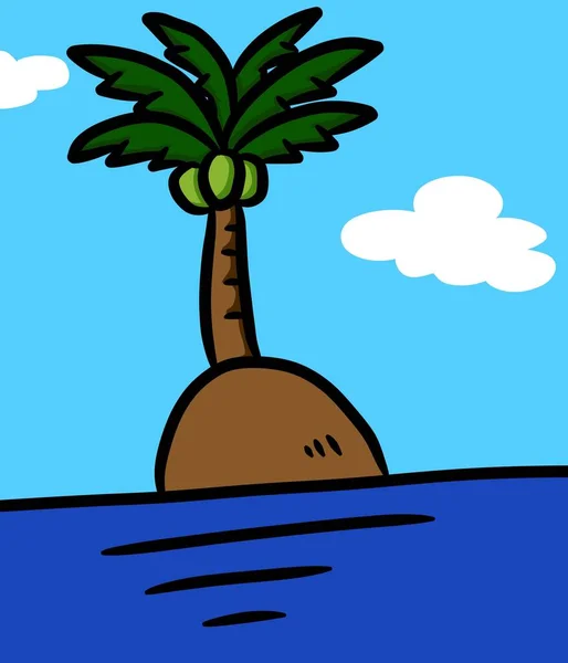 Sztuka Drzewa Kokosowego Wyspie — Zdjęcie stockowe