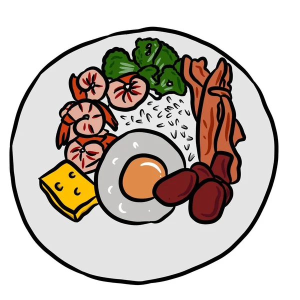 Καρτούν Ρύζι Φίλο Και Γαρίδες Αυγό — Φωτογραφία Αρχείου
