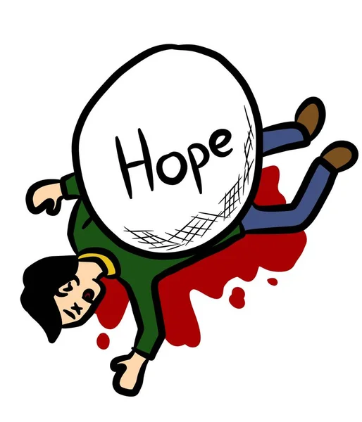 Conceito Desenho Animado Homem Morrer Forma Esperança — Fotografia de Stock