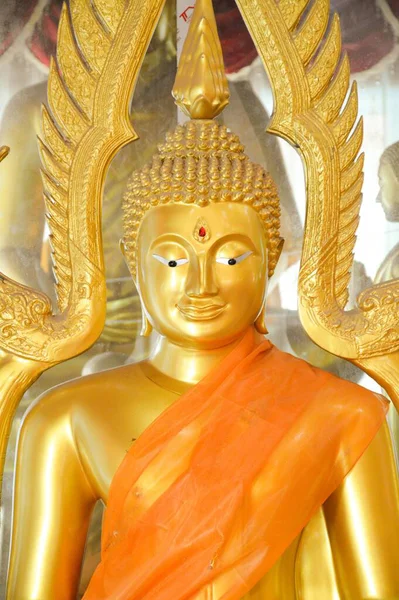 Buddha Statue Aus Gold Öffentlichen Tempel Thailands — Stockfoto