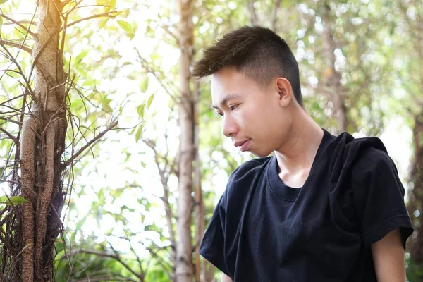 Fermer Jeune Homme Voyage Dans Bangkok Thaïlande — Photo