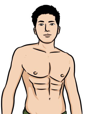 beyaz arkaplanda çizgi film adamı