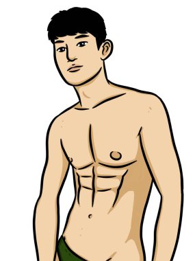 beyaz arkaplanda çizgi film adamı