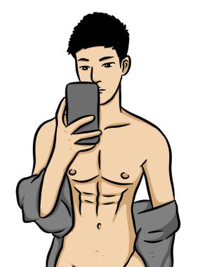 beyaz arkaplanda seksi bir adam