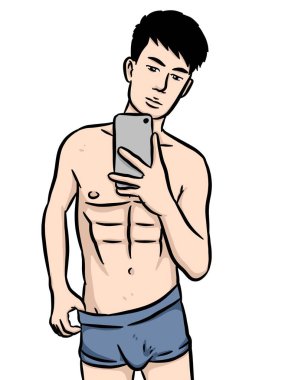 beyaz arkaplanda seksi bir adam