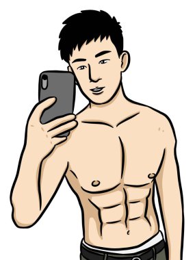 beyaz arkaplanda seksi bir adam