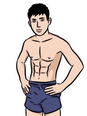 beyaz arkaplanda seksi bir adam